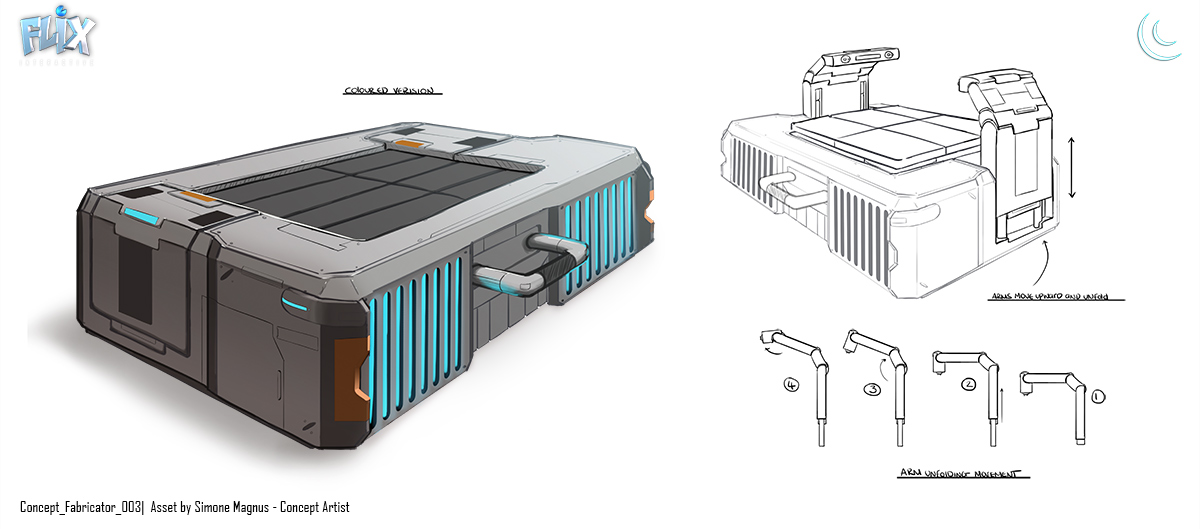 Concept art: Sci Fi Fabricator prop concept design for indie game Eden Star.