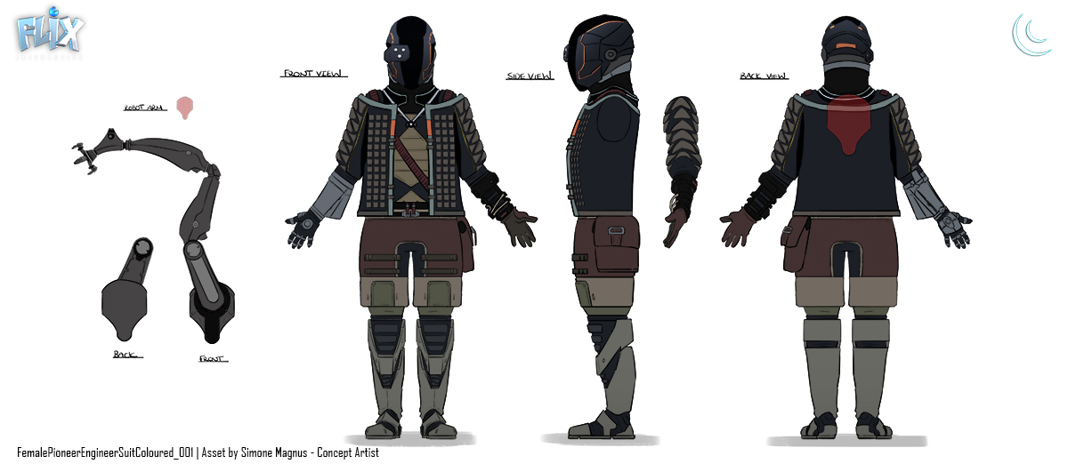 Concept art: Female Sci Fi Character Armour set concept design for indie game Eden Star.