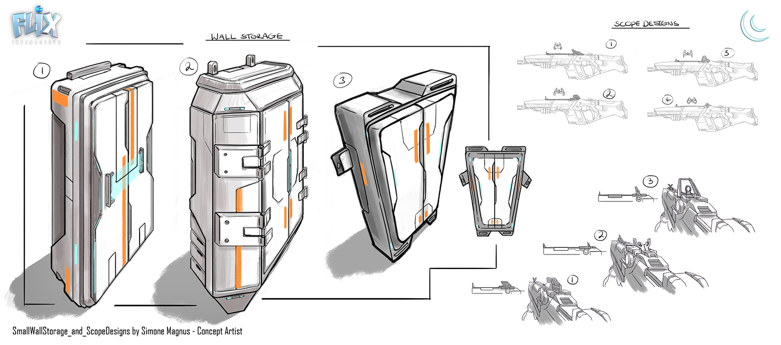 Concept art: Sci Fi Locker and Scope concept design for indie game Eden Star.